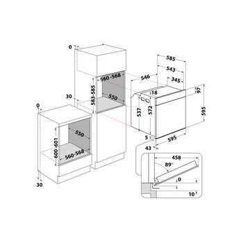 Whirlpool Sütő Beépíthető WTA C 8411 SC OW Elektromos A Technical drawing