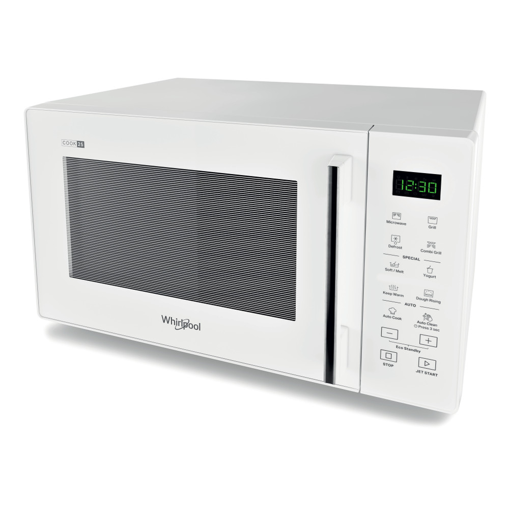 Whirlpool Mikrovlnná rúra Voľne stojace MWP 253 W Biela Elektronické 25 Mikrovlny + Gril 900 Perspective