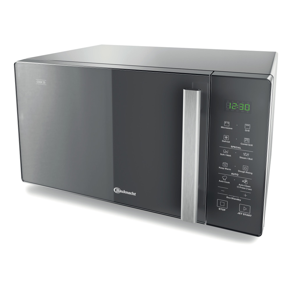 Bauknecht Mikrowelle Standgerät MW 254 SM Edles Schwarz Elektronisch 25 Mikrowelle+Grill 900 Perspective