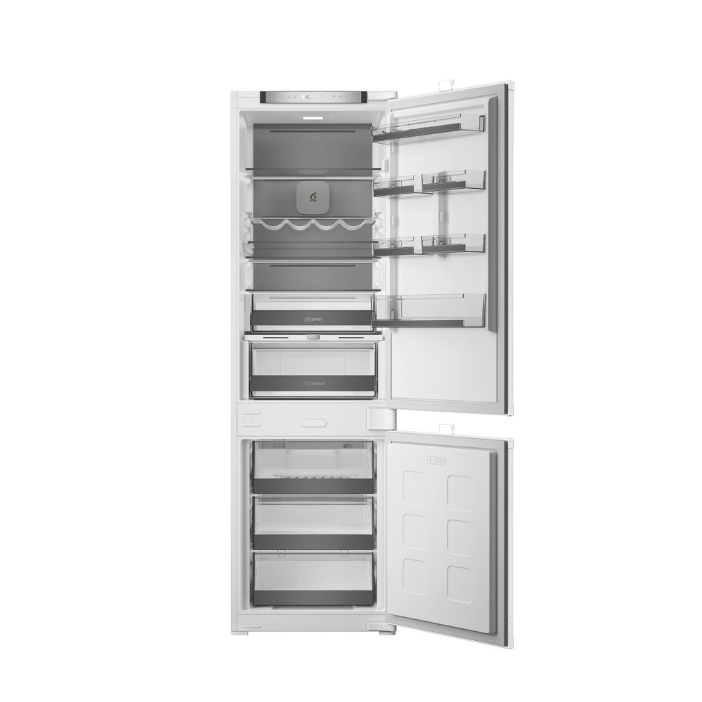 Whirlpool Réfrigérateur combiné Encastrable WHK2 5294 B6E1 Zinc Metal 2 portes Frontal open