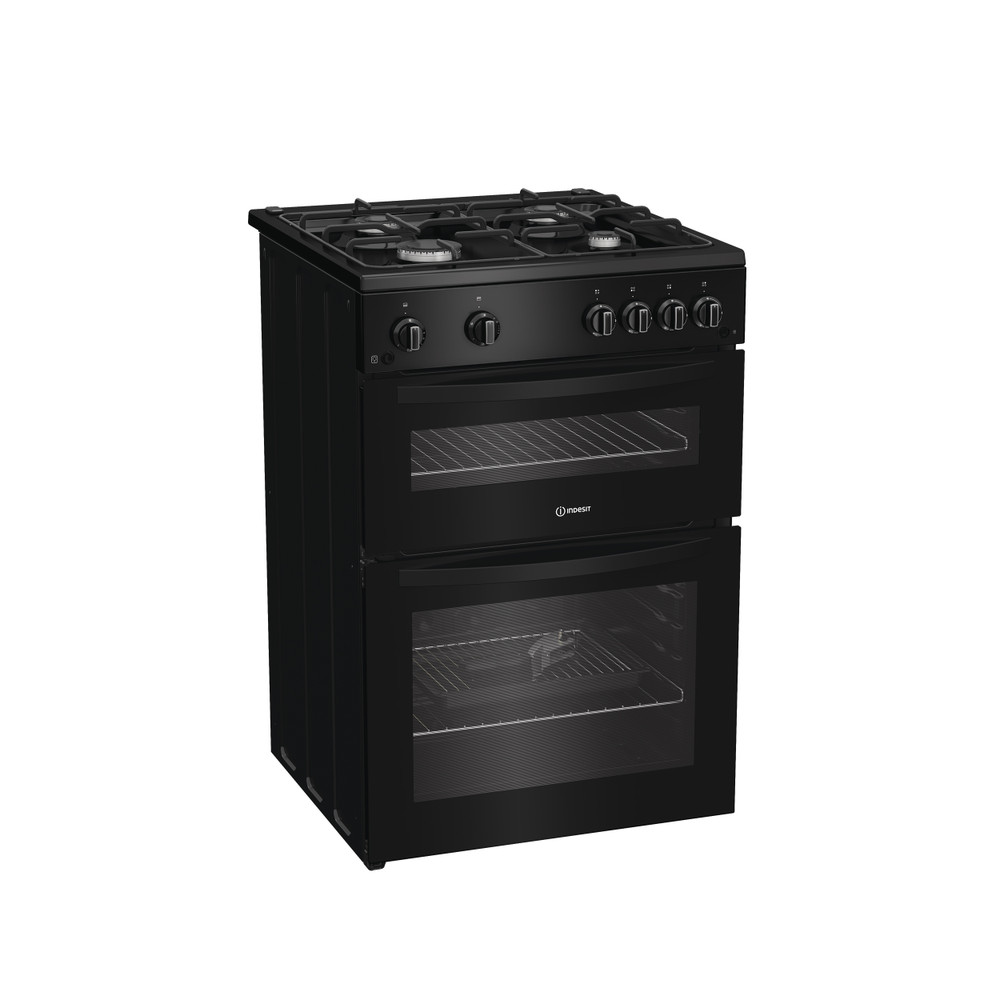 Indesit Double Cooker IDG6GB Black A+ Perspective