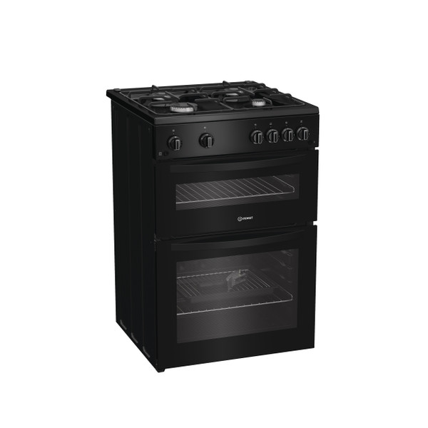Indesit Double Cooker IDG6GB Black A+ Perspective
