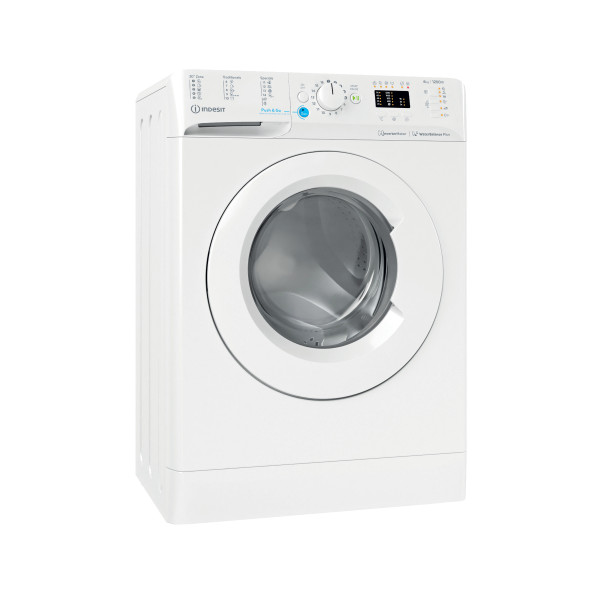 Indesit Veļas mazgājamā mašīna Brīvi stāvošs BWSA 61294 W EU N Balts Priekšējās ielādes C Perspective