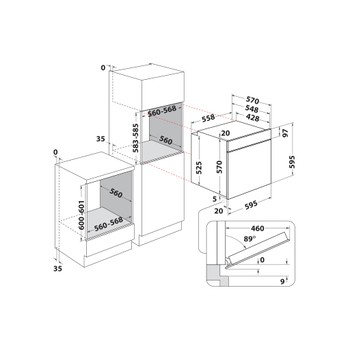 Whirlpool Horno Encastre OMSR58RU1SX Eléctrico A + Technical drawing