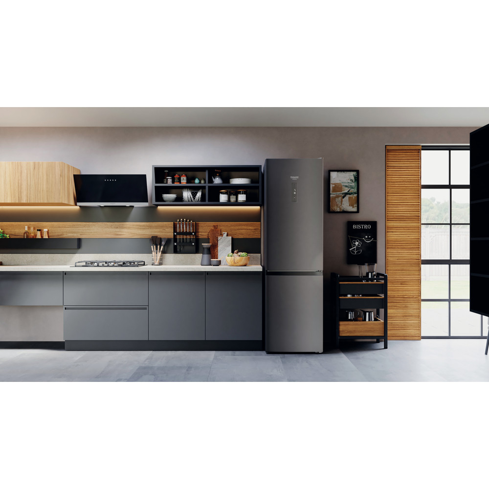 Hotpoint_Ariston Combinados Libre instalación HAFC9 TT43SK O3 Negro plateado 2 doors Lifestyle frontal