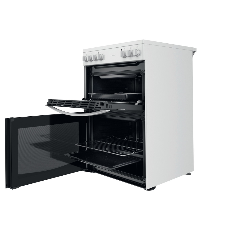 Indesit Double Cooker ID67V9KMW/UK White A Perspective open