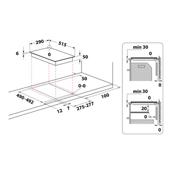 Whirlpool Varná deska AKT 360/IX Černá Radiant vitroceramic Technical drawing