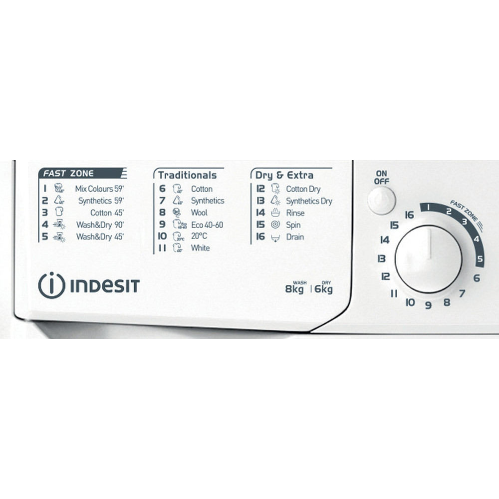 Indesit Washer dryer Free-standing EWDE 861483 W UK White Front loader Program