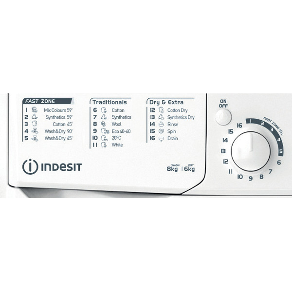 Indesit Washer dryer Free-standing EWDE 861483 W UK White Front loader Program