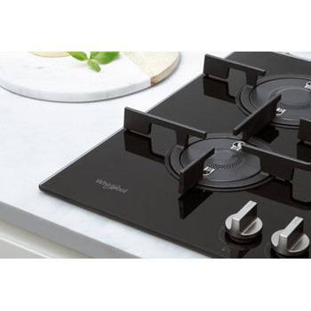Whirlpool Hob POW 75D2/NB Black Gas Lifestyle detail