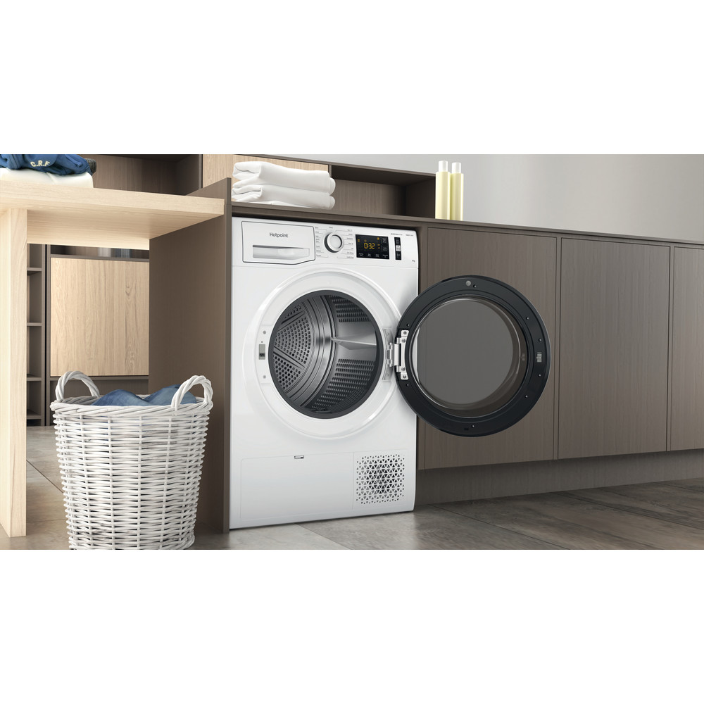 Hotpoint Dryer NTS M11 92SK UK White Lifestyle perspective open