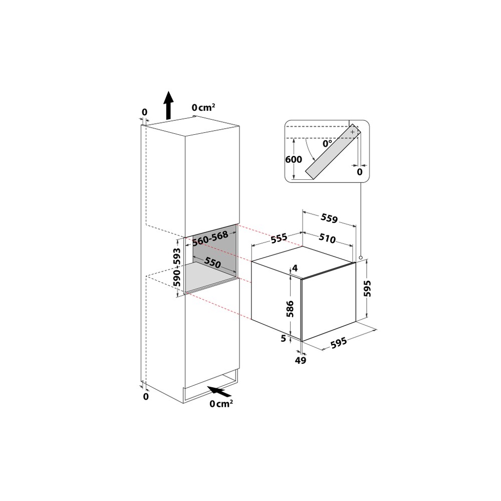 Whirlpool Vinotéka Vstavané WHW60D2B Čierna Technical drawing