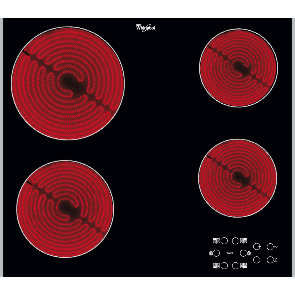 Whirlpool Table de cuisson AKT 8090 LX Noir Radiant vitroceramic Frontal
