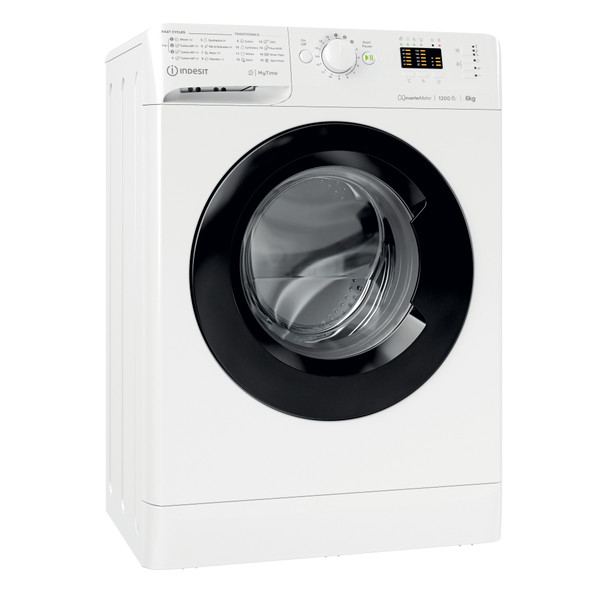 „Indesit“ Skalbimo mašina Laisvai pastatoma MTWSA 61294 WK EE Balta Pakraunama iš priekio C Perspective
