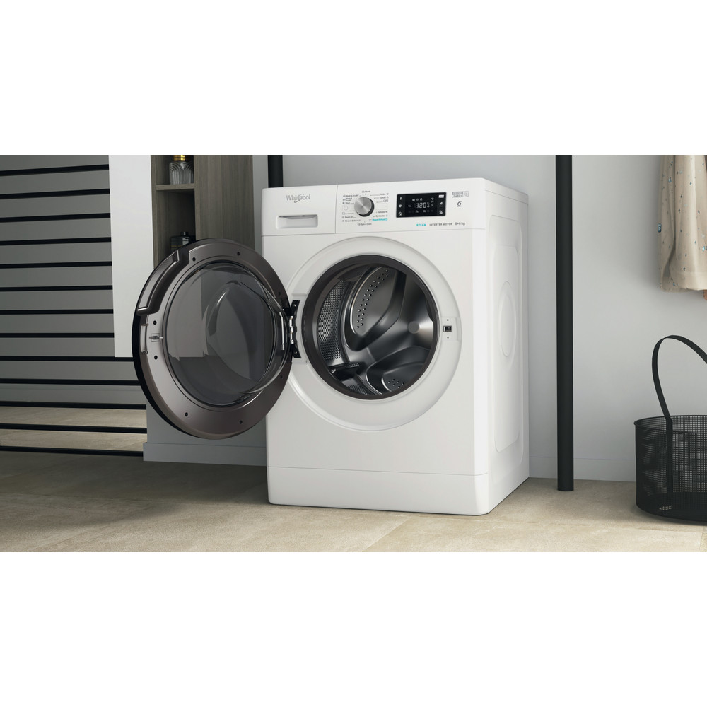 Whirlpool Mosó-szárító Szabadonálló FFWDB 864349 BV EE Fehér Elöltöltős Lifestyle perspective open