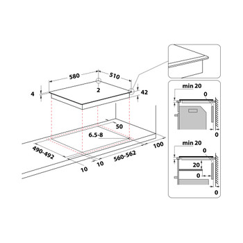 Whirlpool Varná doska AKT 8190/BA Čierna Radiant vitroceramic Technical drawing