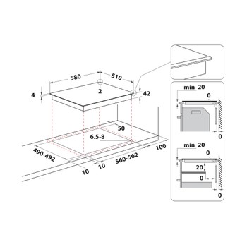 Whirlpool Варильна поверхня AKT 8130 BA Чорний Radiant vitroceramic Technical drawing
