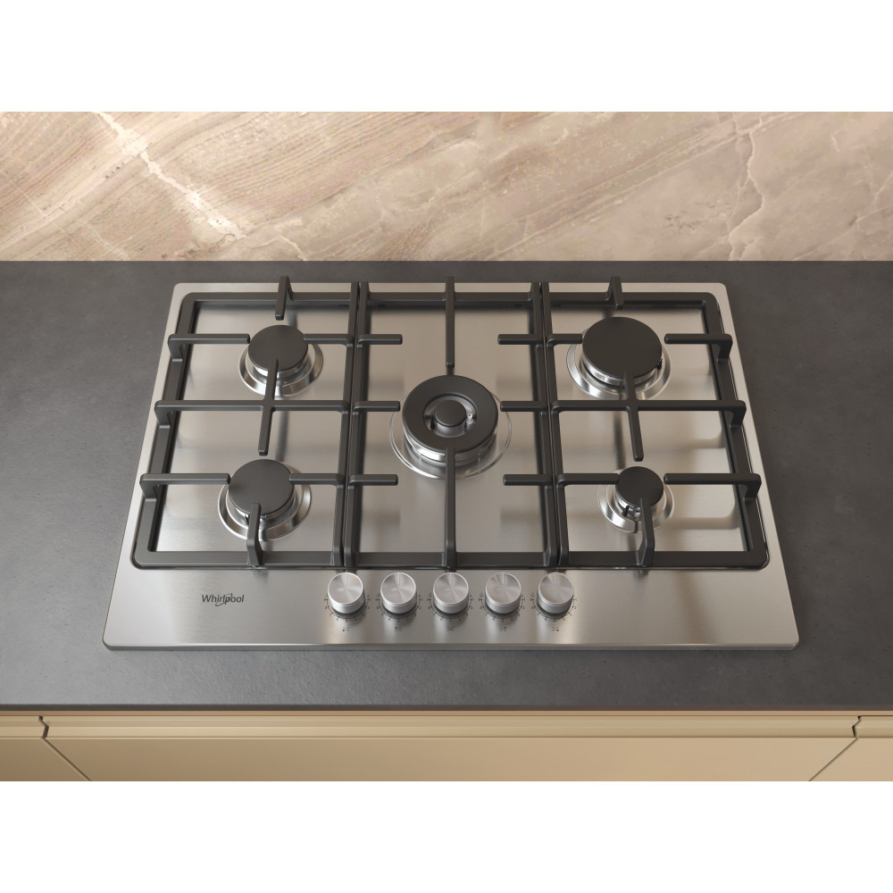 Whirlpool Kookplaat TKRL 761 IX K Inox Gas Lifestyle frontal top down