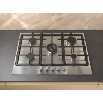 Whirlpool Table de cuisson TKRL 761 IX K Inox Gaz Lifestyle frontal top down