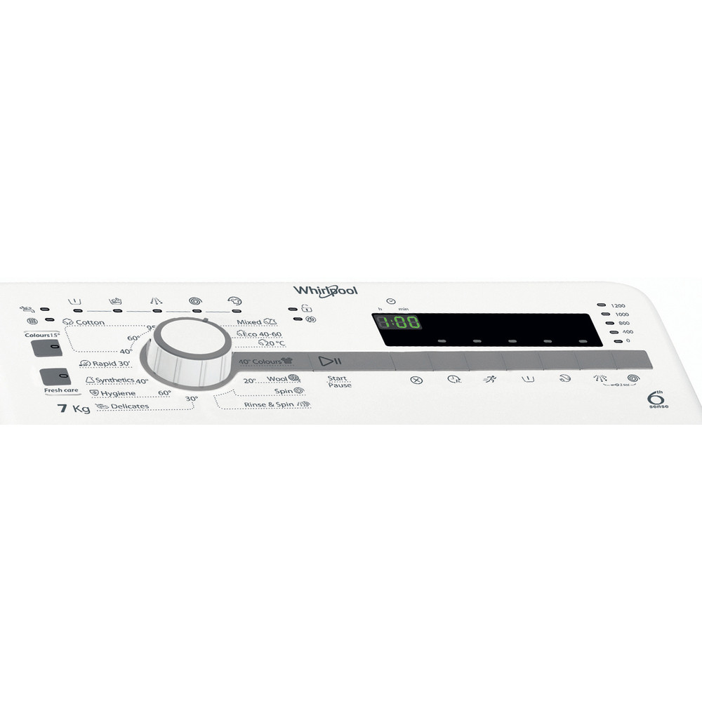 Whirlpool Práčka Voľne stojace EELT 7120 EU Biela Zhora plnená E Control panel