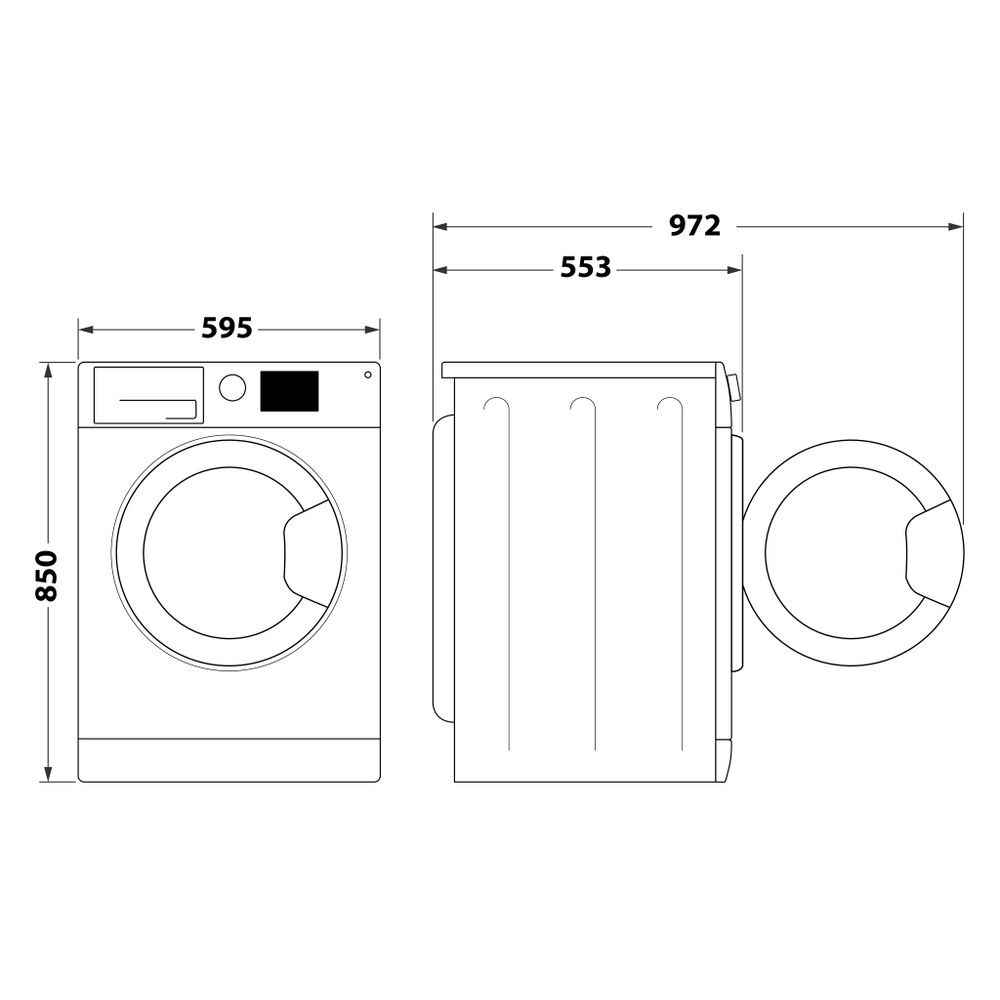 Indesit Perilica za rublje Samostojeći MTWE 71484 WK EE Bijela Prednje punjenje C Technical drawing