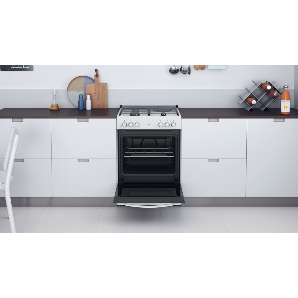 Indesit Κουζίνα IS67M4KHW/E Λευκό Μεικτή Lifestyle frontal open