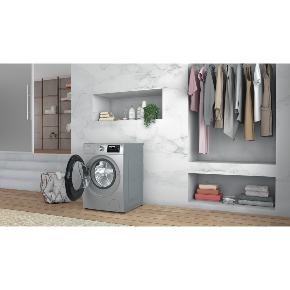 Whirlpool Mosógép Szabadonálló W6 W945SB EE Ezüst Elöltöltős B Lifestyle perspective open