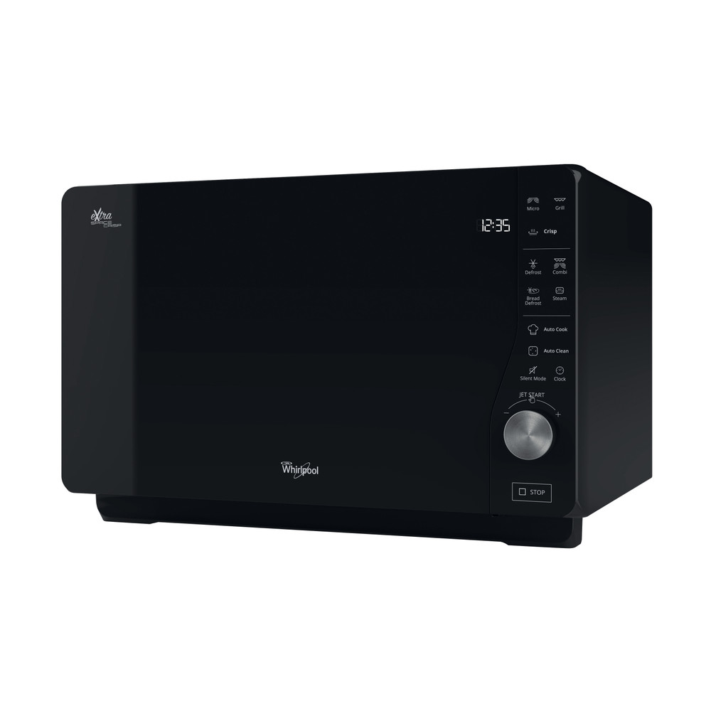 Whirlpool Mikrovågsugn Fristående MWF 427 BL Black Elektronisk 25 MW+grillfunktion 800 Perspective