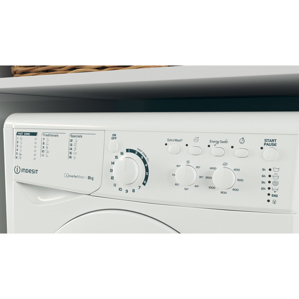Indesit Perilica za rublje Samostojeći EWC 81483 W EU N Bijela Prednje punjenje D Lifestyle control panel