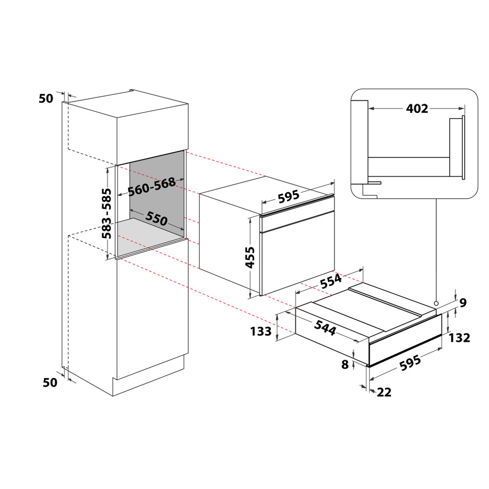 Whirlpool Calienta platos WD 142/IXL Inox Technical drawing