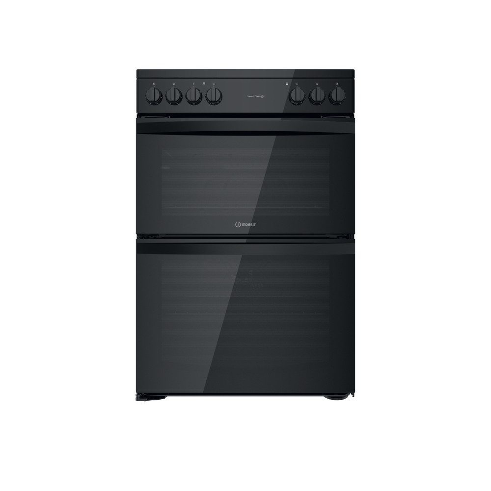 Indesit Double Cooker ID67V9KMB/UK Black A Frontal