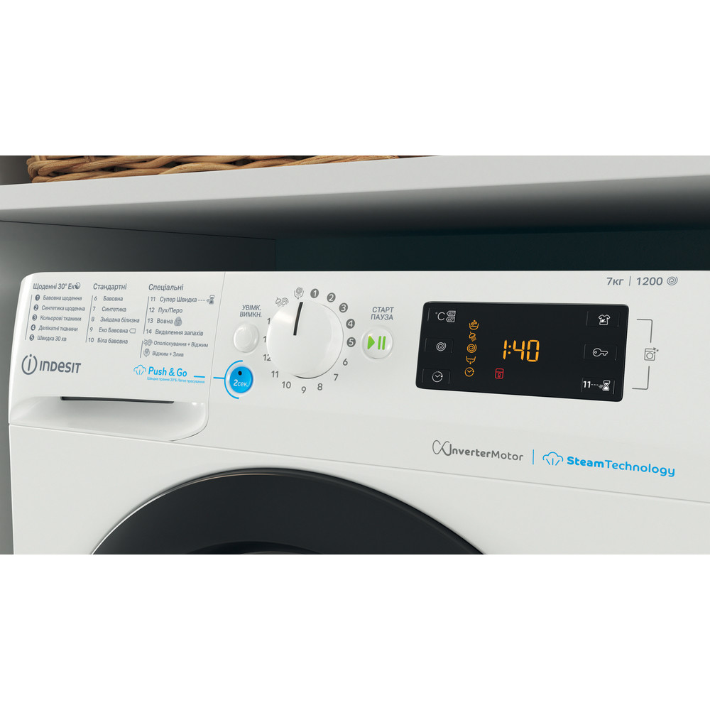 Indesit Пральна машина Соло BWSE 71293X WBV UA Білий Front loader A+++ Lifestyle control panel