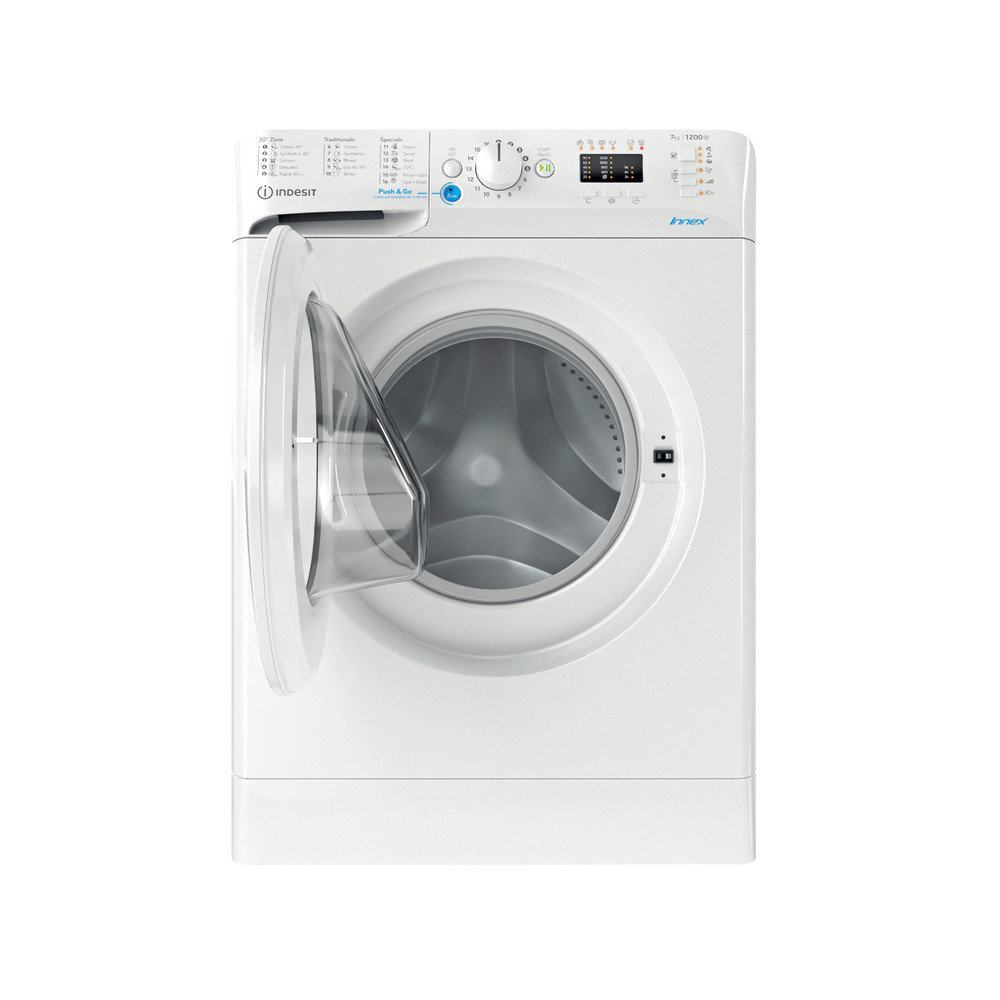 Indesit Perilica za rublje Samostojeći BWA 71252 W EE N Bijela Prednje punjenje E Frontal open