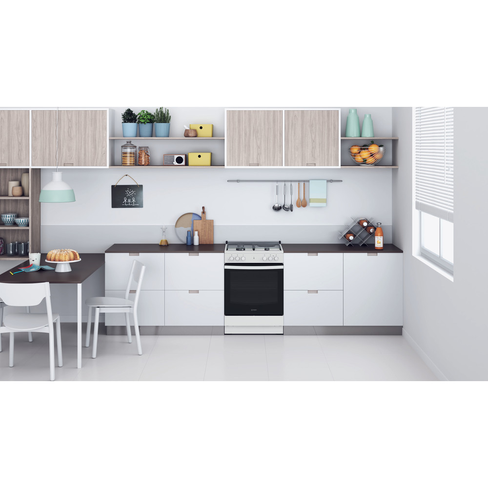 Indesit Κουζίνα IS67M4KHW/E Λευκό Μεικτή Lifestyle frontal