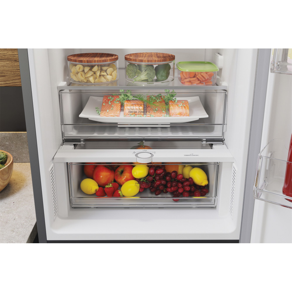 Hotpoint_Ariston Chłodziarka/zamrażarka Wolnostojący HAFC9 TA33SX O3 Saturn Steel Dwudrzwiow(y)a Drawer