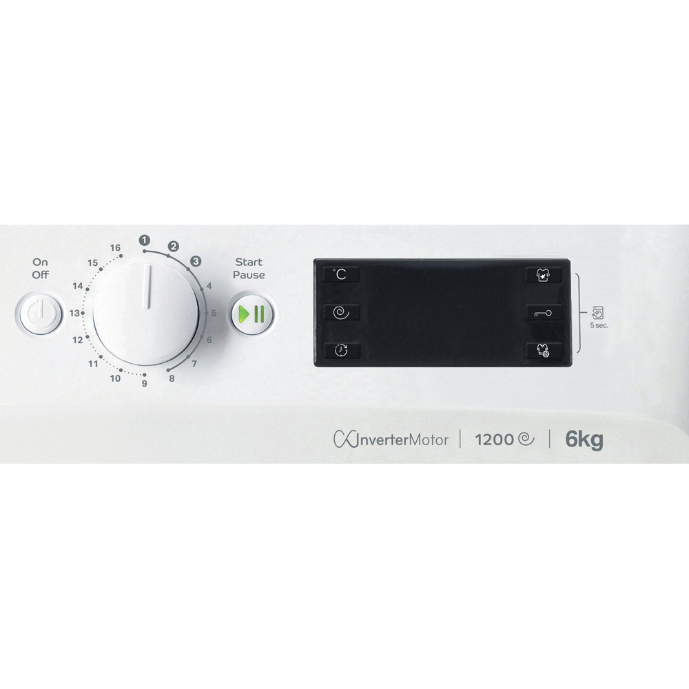 Indesit Mosógép Szabadonálló MTWE 61283 WK EE Fehér Elöltöltős D Control panel