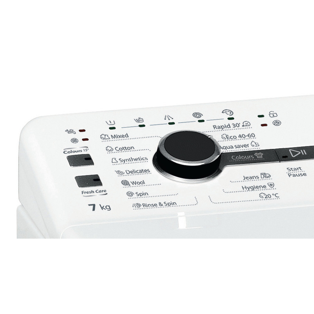 Whirlpool Mosógép Szabadonálló TDLRB 7222BS EU/N Fehér Felültöltős E Control panel