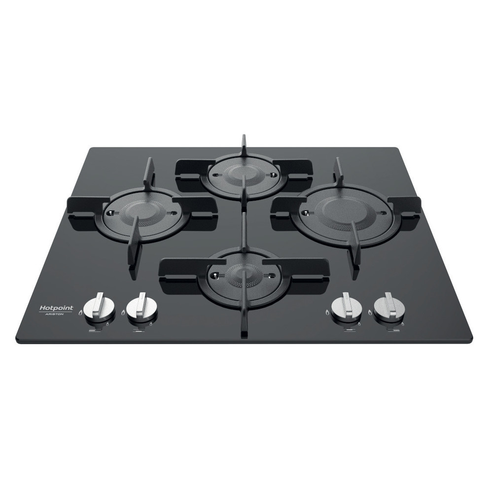Hotpoint_Ariston Encimera FTGHG 641 D/HA(BK) Negro Gas Frontal top down