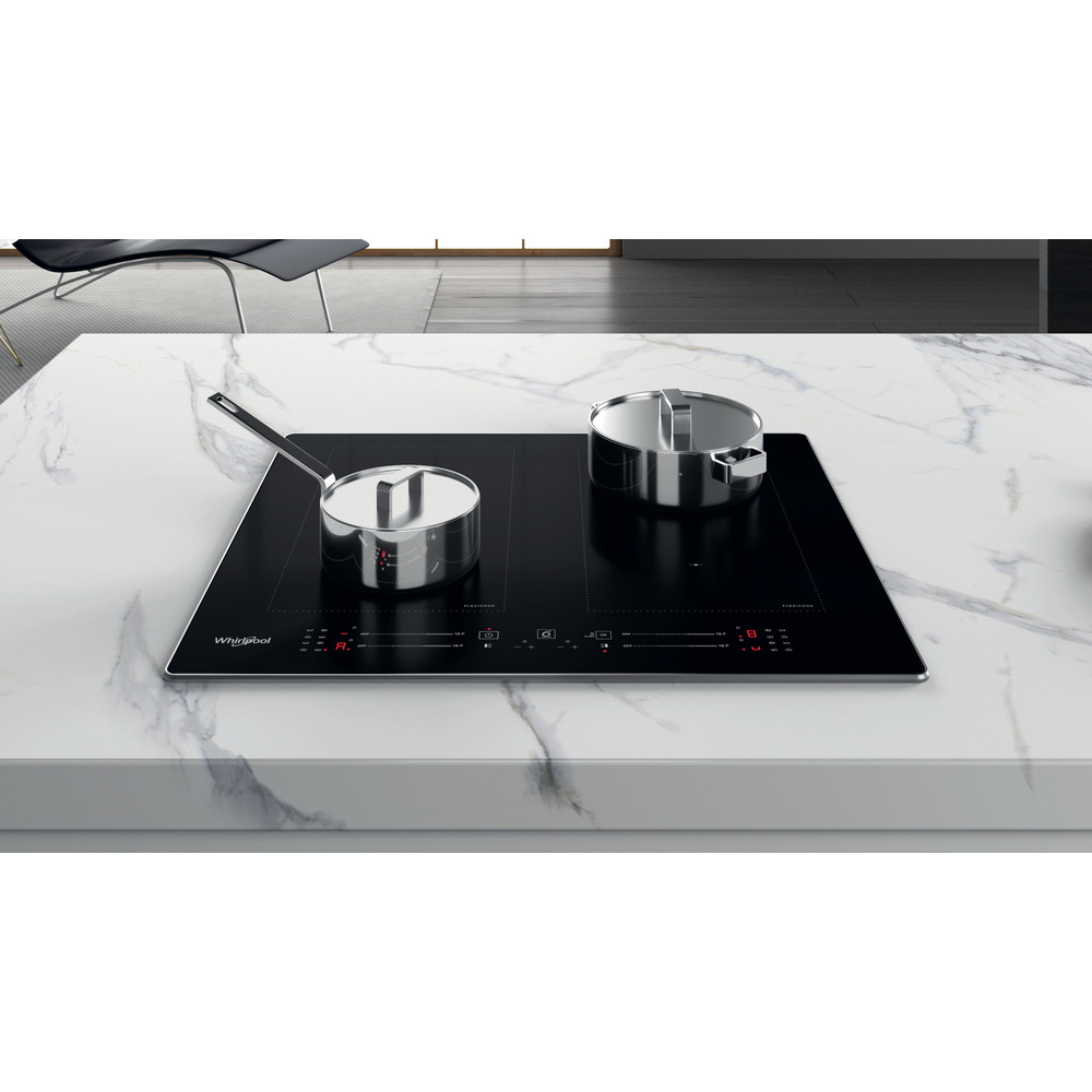 Whirlpool Főzőlap WL S8560 AL Fekete Induction vitroceramic Lifestyle frontal top down