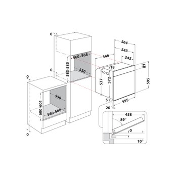 Whirlpool pećnica Ugradbeni AKZ9S 8270 FB Električna A+ Technical drawing