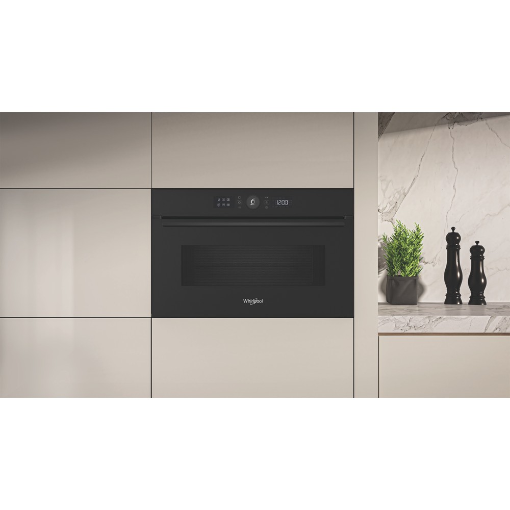 Whirlpool Mikrovlnná trouba Vestavné WMD54MT Black Matte Elektronické 31 Mikrovlny + Gril 1000 Lifestyle frontal