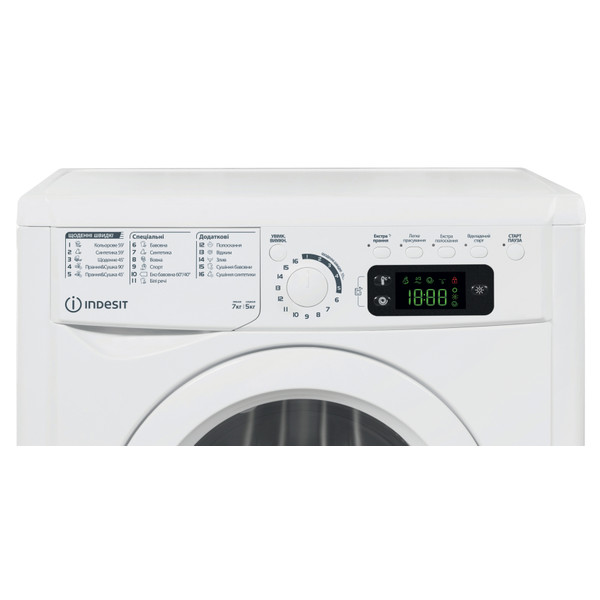 Indesit Прально-сушильна машина Соло EWDE 7528 W EU Білий Front loader Control panel