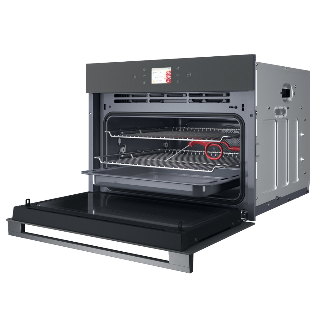 Whirlpool Mikrovlnná trouba Vestavné WCW11O7FHTSSM Stardust grey matte Elektronické 53 Mikrovlny kombi 950 Perspective open