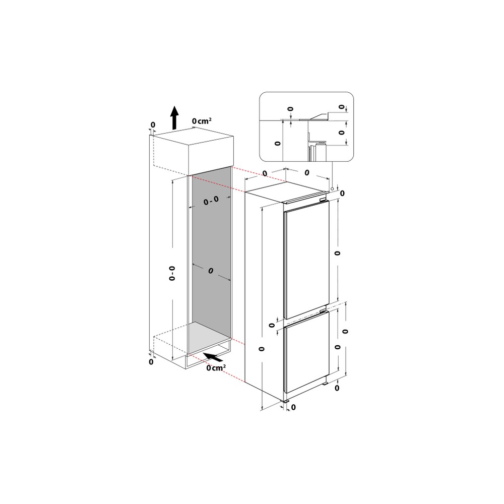 Whirlpool Hűtő/fagyasztó kombináció Beépíthető WHK2 5324 B7E White - ARC P1 2 doors Technical drawing