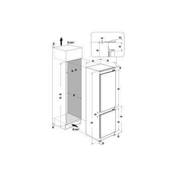 Whirlpool Hűtő/fagyasztó kombináció Beépíthető WHK2 5324 B7E White - ARC P1 2 doors Technical drawing