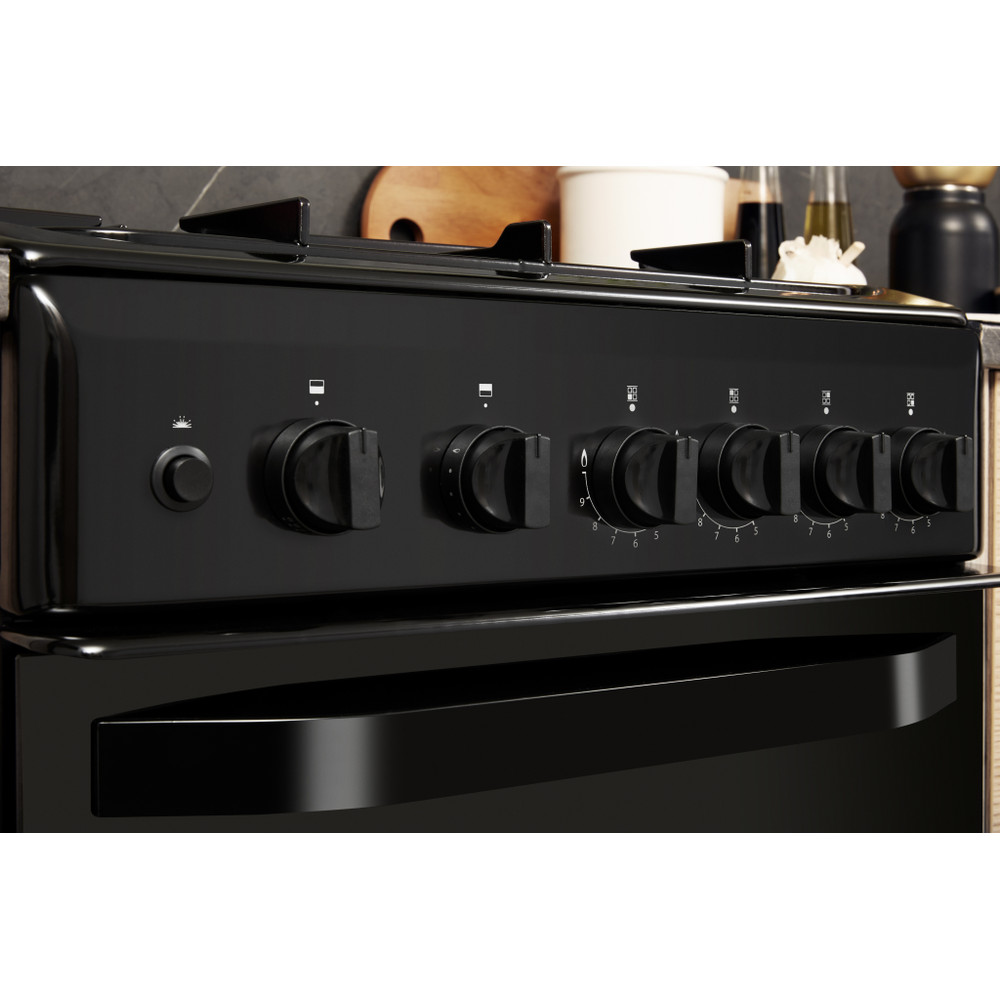 Hotpoint Double Cooker HD5G00KCB/UK Black A+ Enamelled Sheetmetal Lifestyle control panel