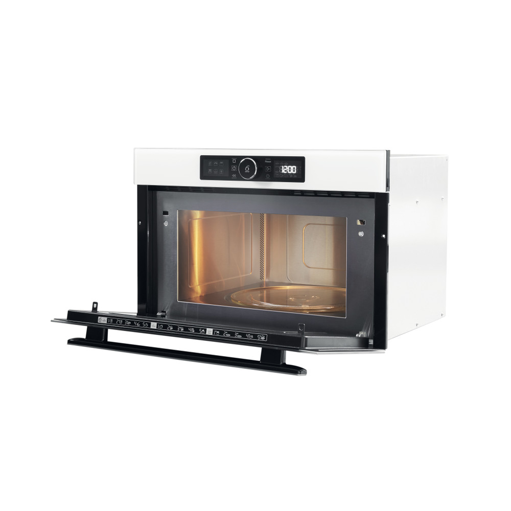 Whirlpool Mikrohullámú sütő Beépíthető AMW 730/WH Fehér Elektromos 31 Mikrohullám+Grill funkció 1000 Perspective open