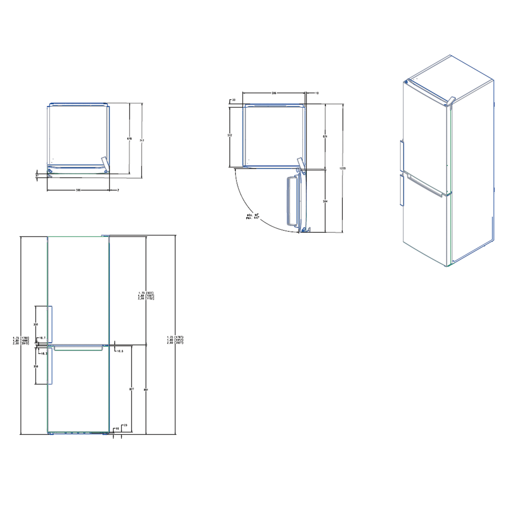 Whirlpool Hűtő/fagyasztó kombináció Szabadonálló W7X 82O K Fekete 2 doors Technical drawing