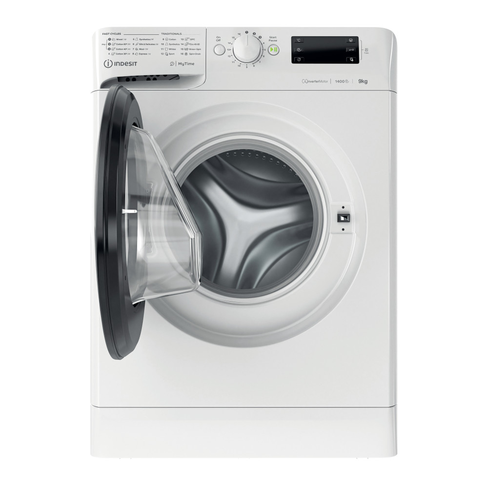 Indesit Práčka Voľne stojace MTWE 91495 WK EE Biela Spredu plnená B Frontal open