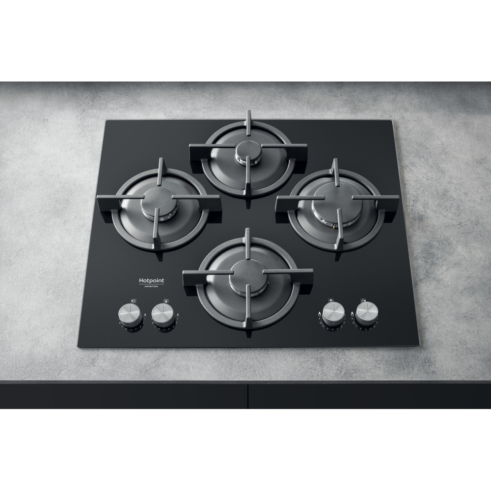 Hotpoint_Ariston Table de cuisson QS 61S/BK Noir Gaz Lifestyle frontal top down
